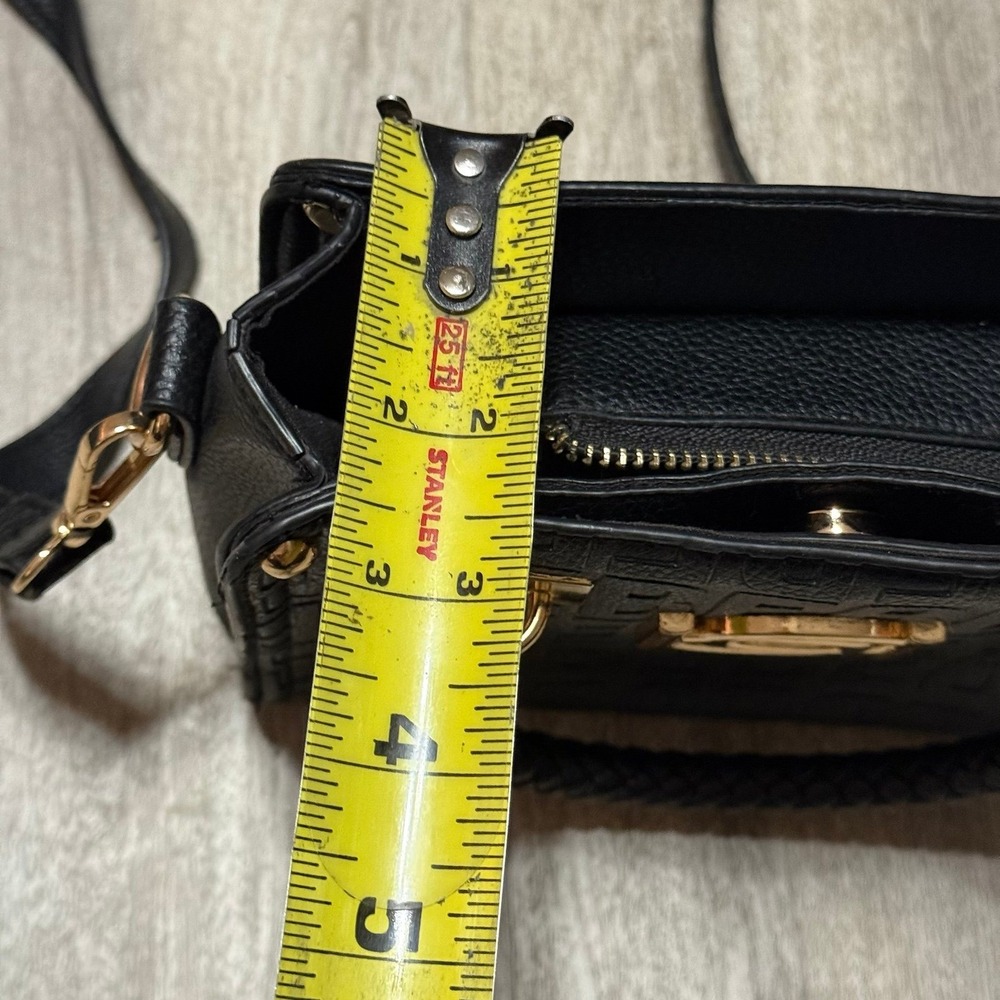 BEBE Alexandra Mini Shpper Black Leather Crossbody/Satchel goldtone hardware. - Picture 5 of 6